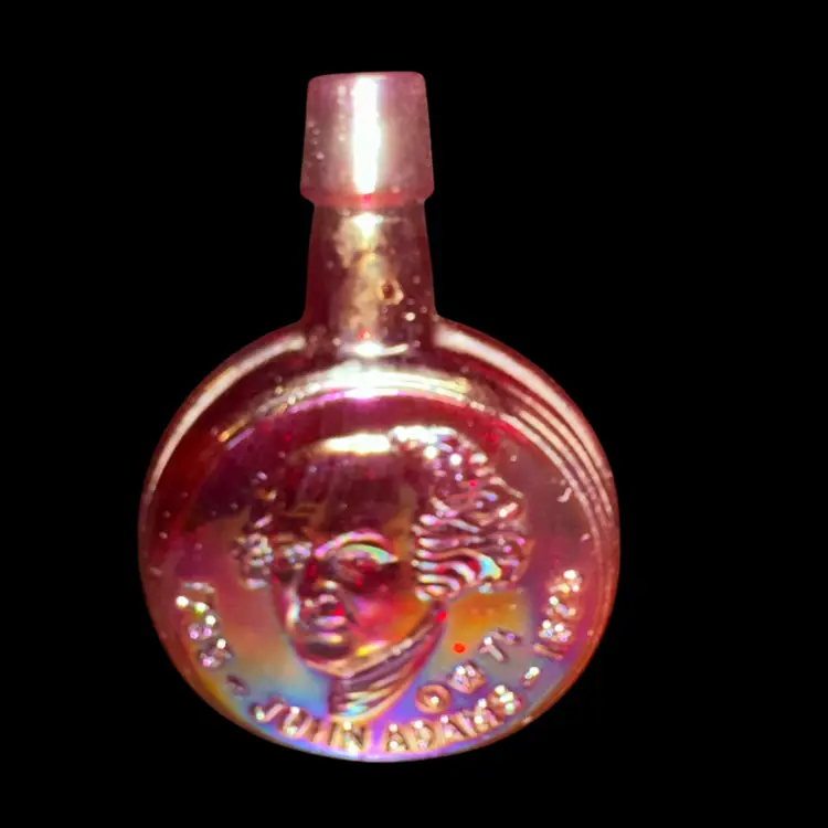 Mini 3” Wheaton Carnival Glass “John Adam’s” Bottle