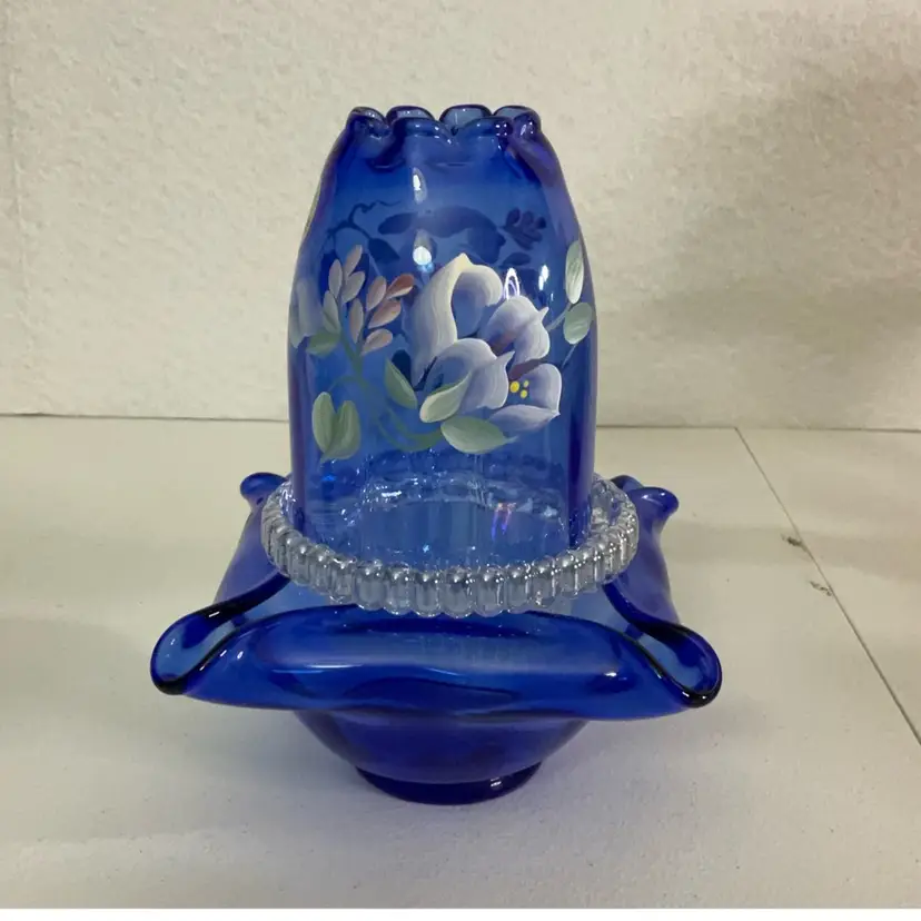 Fenton Cobalt Blue 3 Piece Fairy Lamp