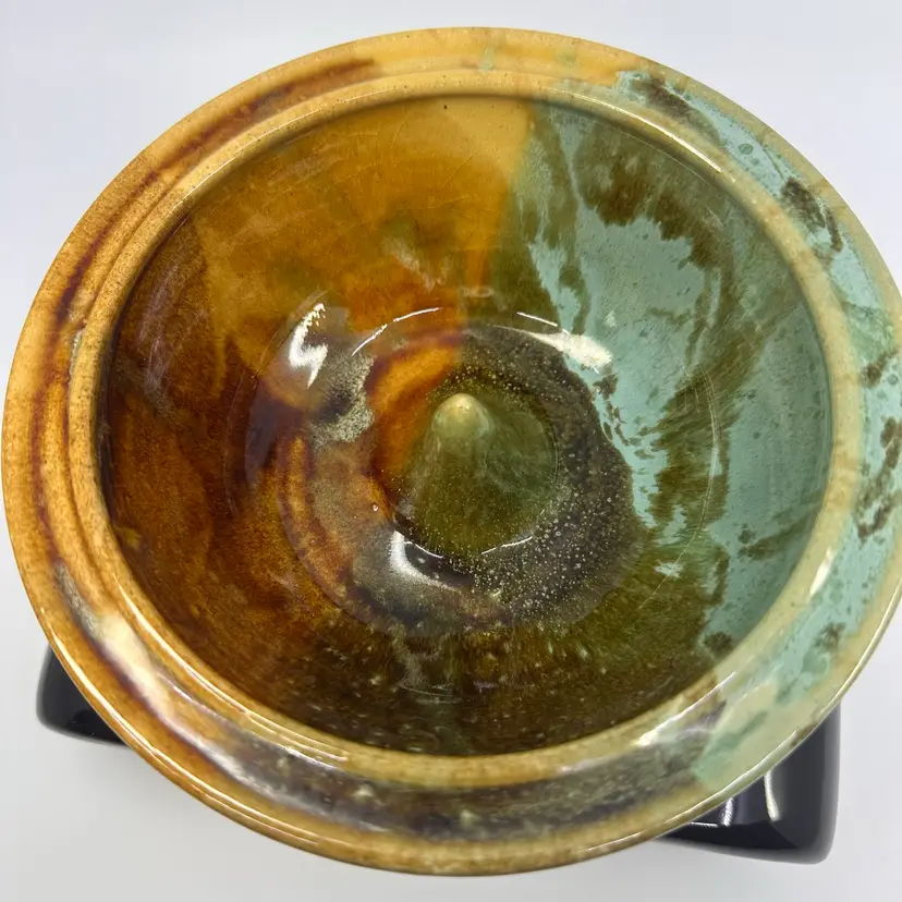 Apple Baker/ Bundt Artisan Pottery Signed Judy Jones