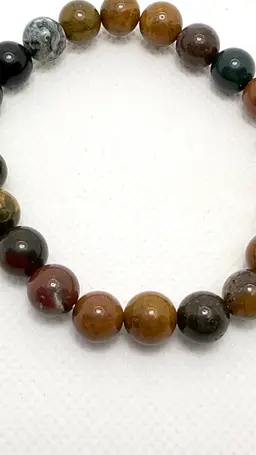 Ocean Jasper Stone 8mm Beads Form 7” Stretch Crystal Bracelet Jewelry. Mined In Madagascar.