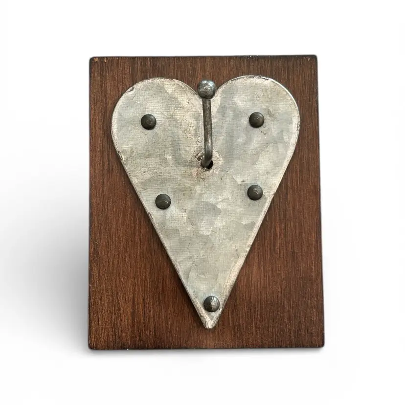 Rustic Metal Heart Wall Hook on Wood