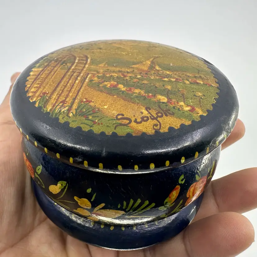 Vintage Russian Lacquered Trinket Box