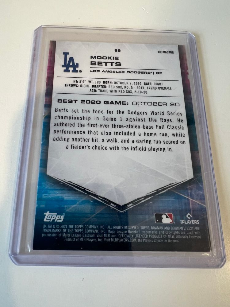 Mookie Betts Bowman’s Best Refractor Los Angeles Dodgers