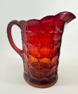Indiana Tiara Glass Vintage 8" Red Amberina Constellation Pitcher