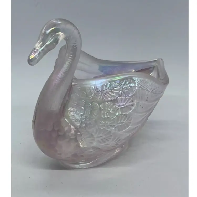 Fenton Pink Swan Trinket Dish