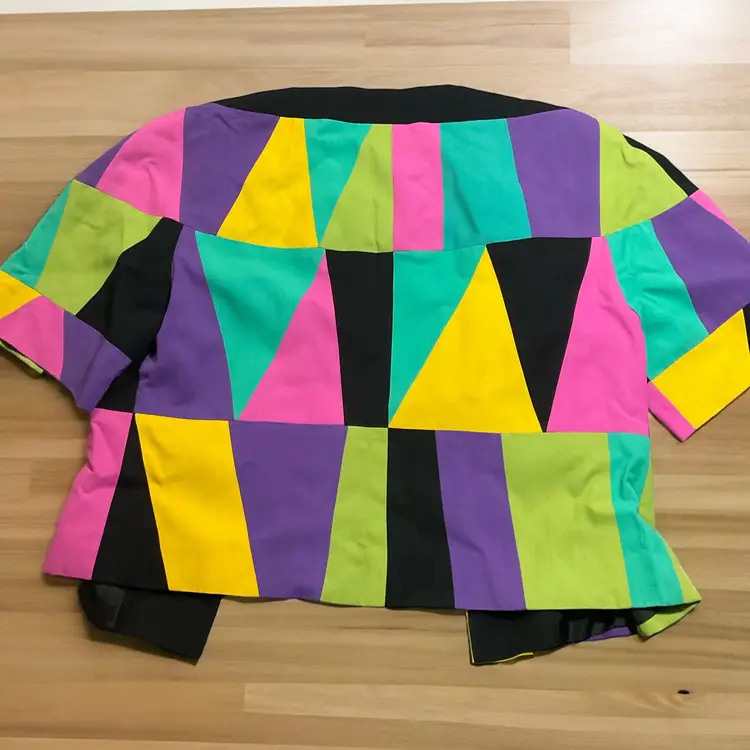 Vintage Louis Feraud Cropped Patchwork Jacket size 8 Multicolored