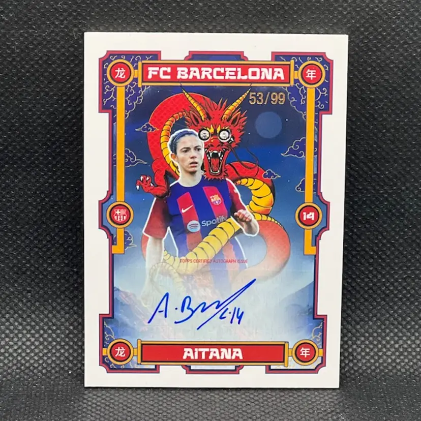 Aitana Bonmati 2023/24 Topps Year Of The Dragon Diamond Eyes /99 Autograph Barcelona Soccer Card