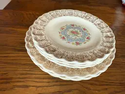 Vintage Limoges USA “Lyric 1” Plates – Set of 6 | 22K Gold | 3× 6" Plates + 3× 7" Plates | Cottagecore Floral Scalloped China