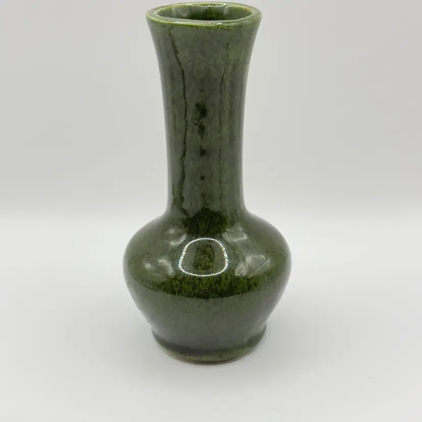 Vintage 1970’s Jade Green Drip Glazed Ceramic Bud Vase, Elegant Home Decor, By McCoy, Made in Roseville, OH