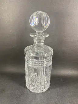 Ralph Lauren Glen Plaid Clear Crystal Decanter w Stopper 1993
