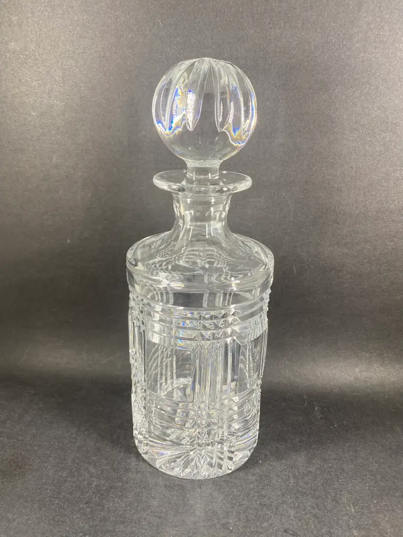 Ralph Lauren Glen Plaid Clear Crystal Decanter w Stopper 1993