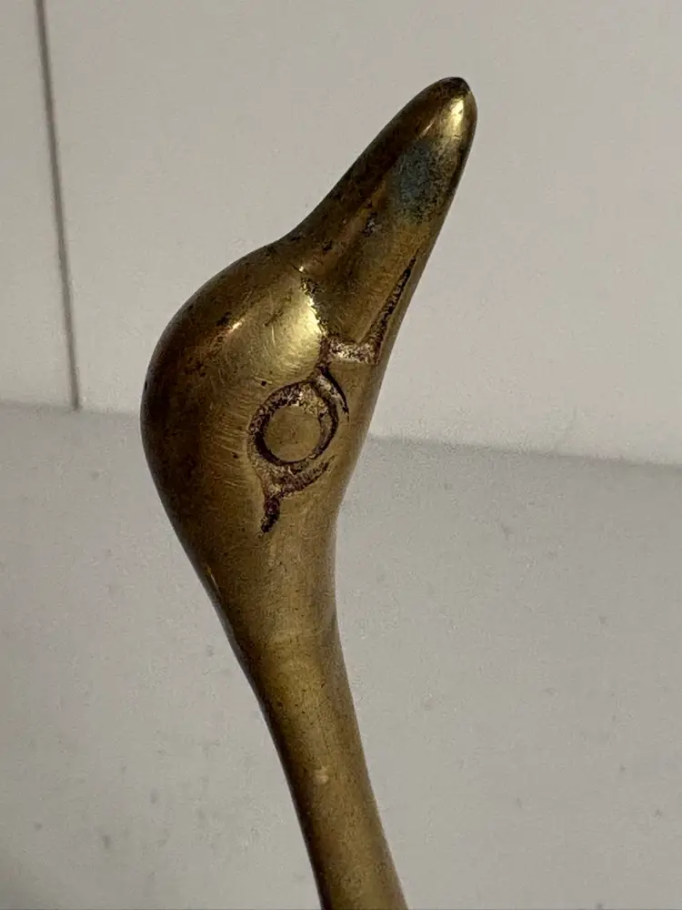Vintage Brass Swan Figurine, Ring Holder, MCM Brass Swan, Vanity Decor