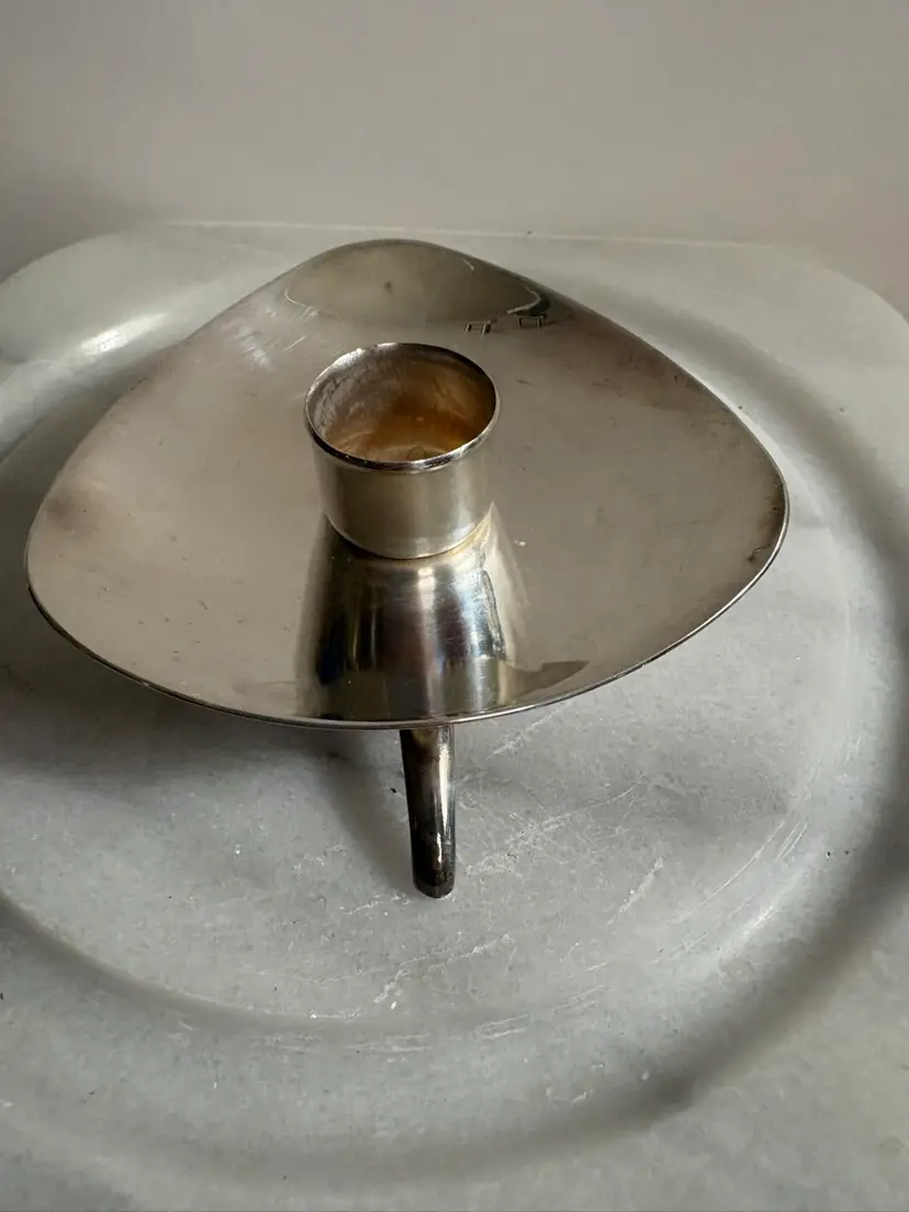 MCM Atomic COHR Mid Century Candle Holder Silver Tone Denmark