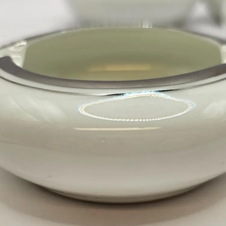 Set of 4 Vintage Fukagawa Arita White & Silver Band Ashtrays/Chop Stick Rests