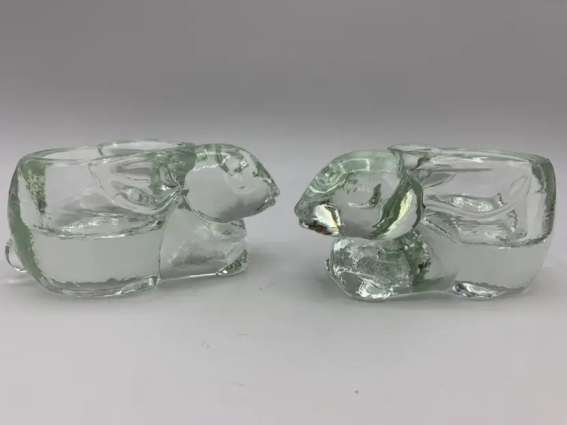 Vintage Rabbit Votive Candle Holders Light Green 2" x 3.5"