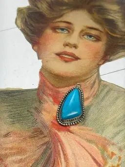 Sterling Running Bear Turquoise Pendant