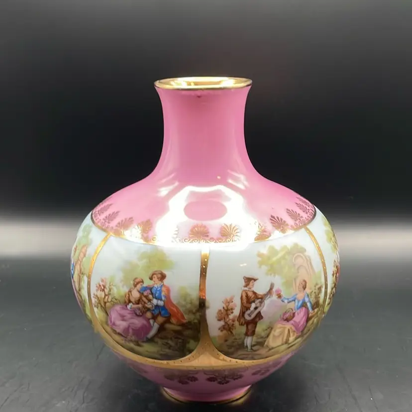 #638 JKW Josef Kuba Western Germany Porcelain Vase Pink & Gold