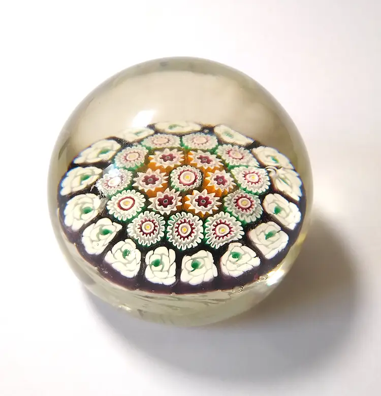 Millefiore Clear Glass Paperweight