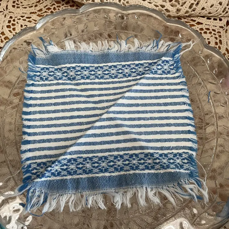 Set Of 6 Blue/White Drink Napkins