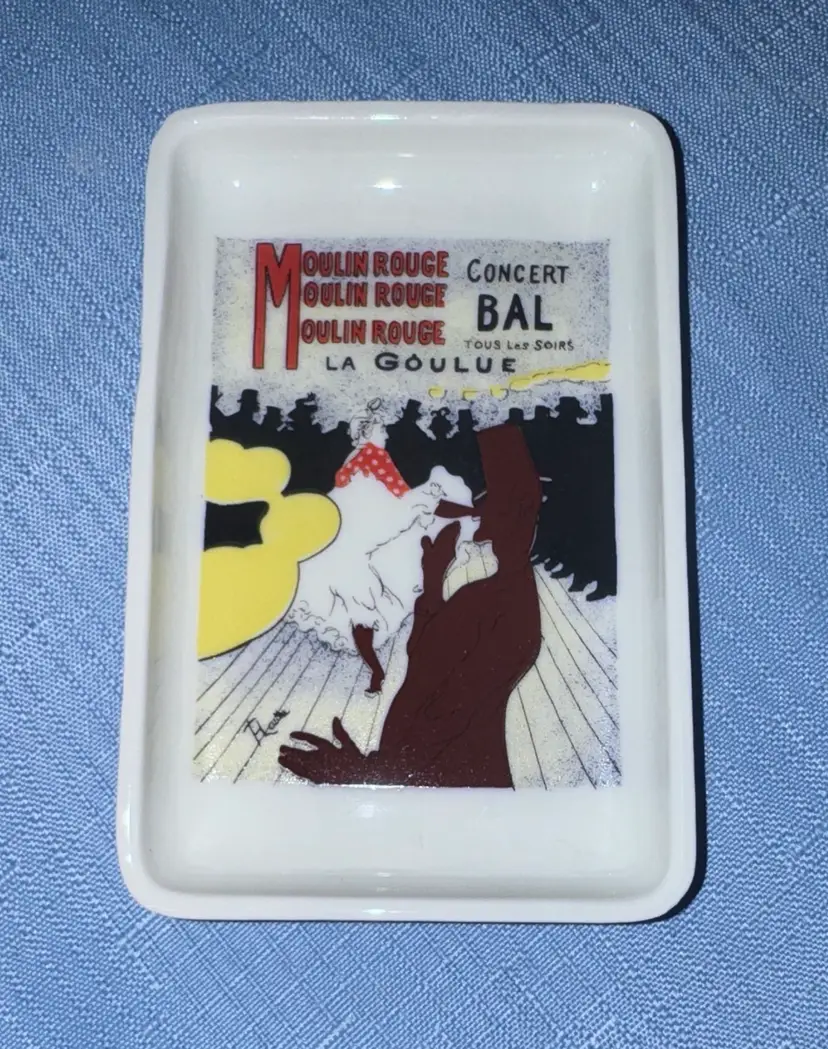 Moulin Rouge Decorative Trinket Dish - White with Vintage Poster Art