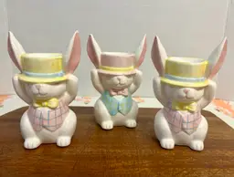 Vintage Midwest Easter Bunny Egg Cups Anthropomorphic Decorative Figurines