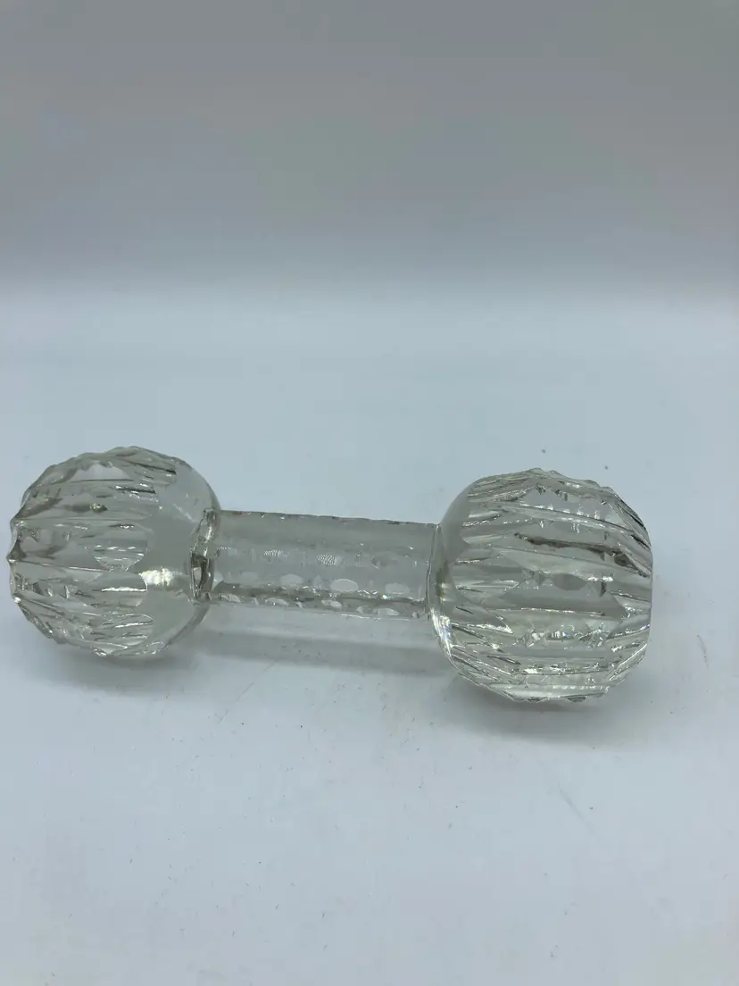 Medium Vintage Glass Brilliant cut glass barbell-shaped knife rest