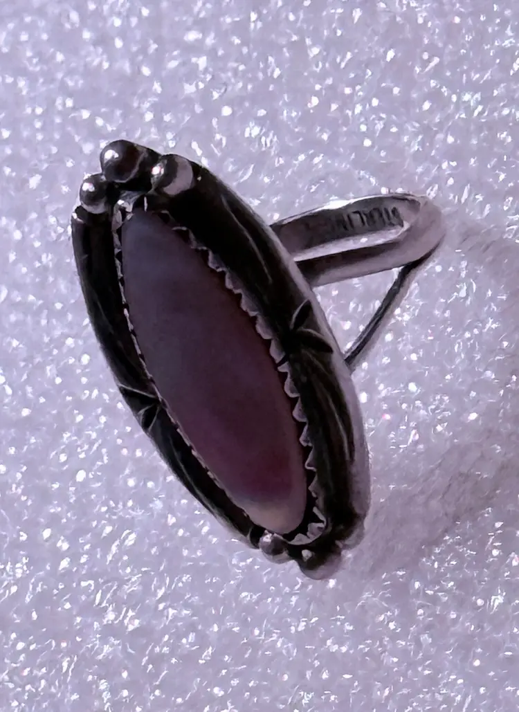 Vintage Sterling Silver Pink MOP Ring Size 5