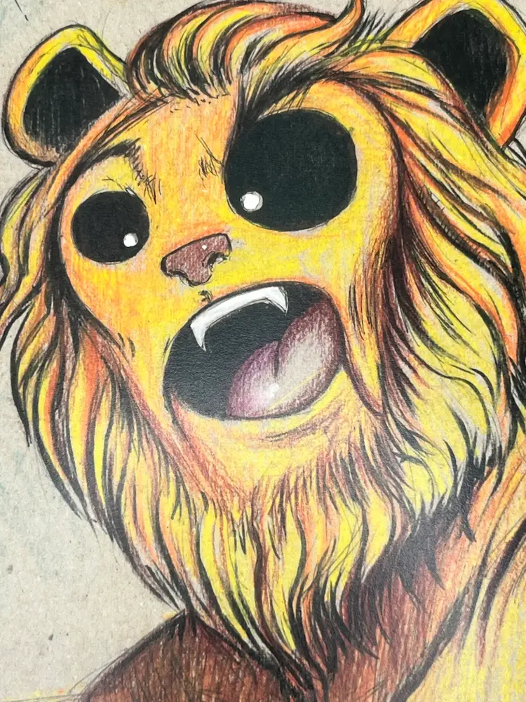 Wizard Of Oz Cowardly Lion Art Print Signed By Kevin Eslinger