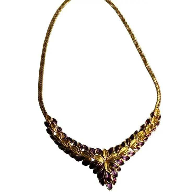 Vintage 1970s Trifari Floral Enamel Necklace