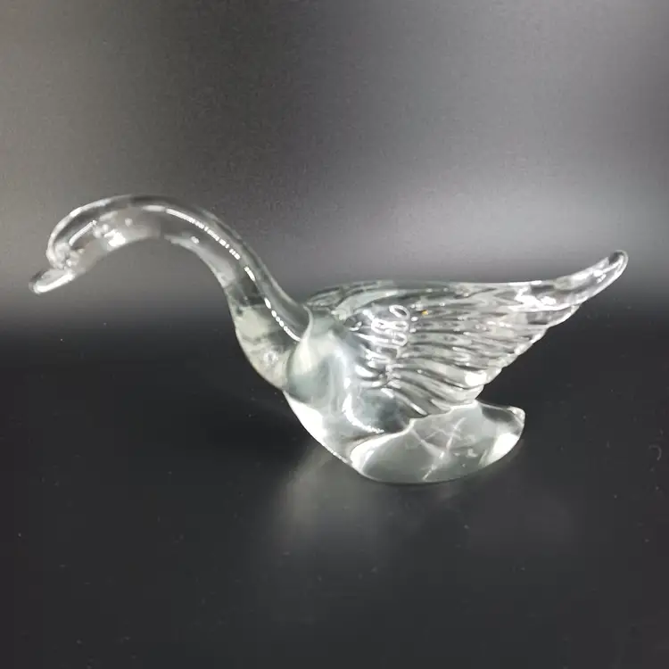 Heisey Crystal Clear Goose Figurine Wings 1/2 Way Up  Circa 1942-1953