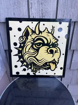 Braineater Jim Cummins Original Art Painting Punk Bulldog Street Pop Lowbrow Signed