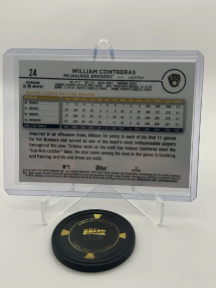 William Contreras 124/150 Blue Ray Wave 2024 Topps Chrome - Milwaukee Brewers