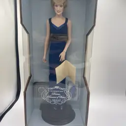 The Franklin Mint Diana Princess of Wales Portrait Doll Navy Blue Dress_NIB