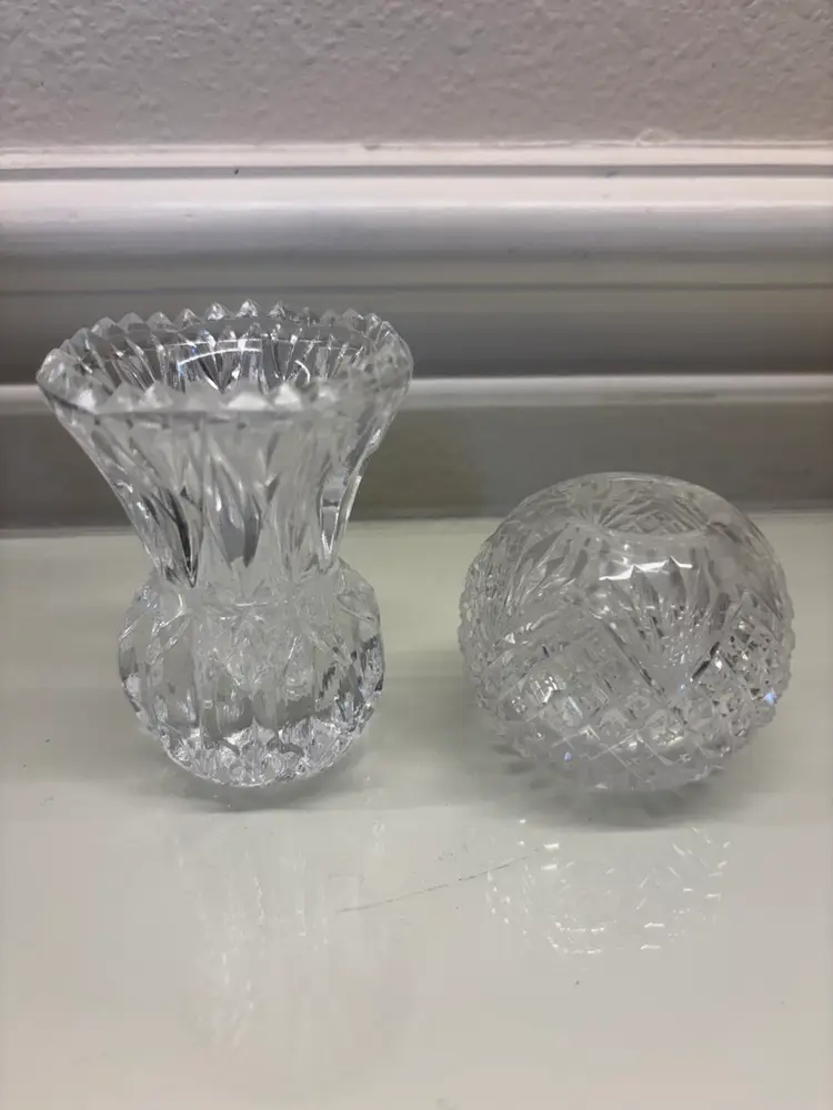 Pair Of Leaded Glass Vases