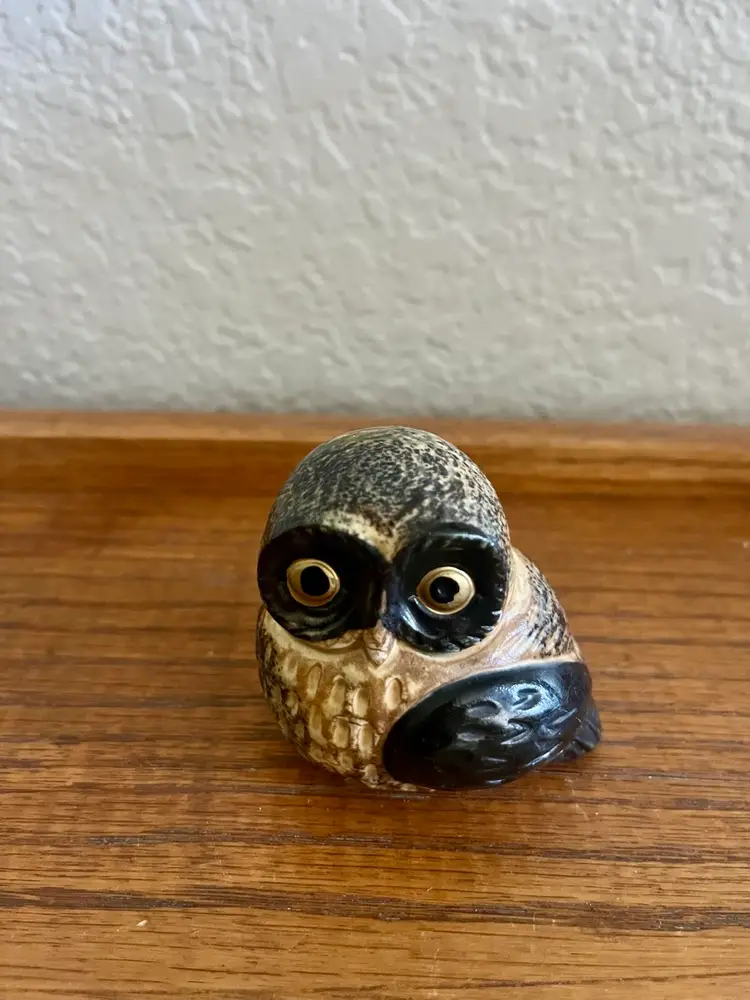 Vintage OMC Owl Figurine Miniature 2.25 inch Japan Otagiri Moai Ceramic
