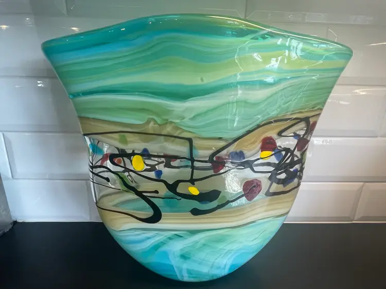 Murano Confetti Vase Mid-Century Green EXTRA LARGE 15”