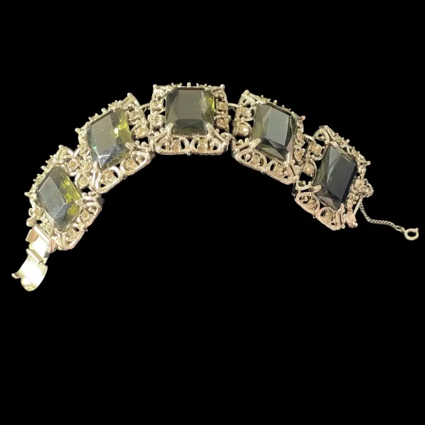 1962 Sarah Coventry LARGE SMOKEY QUARTZ BRACELET And BROOCH