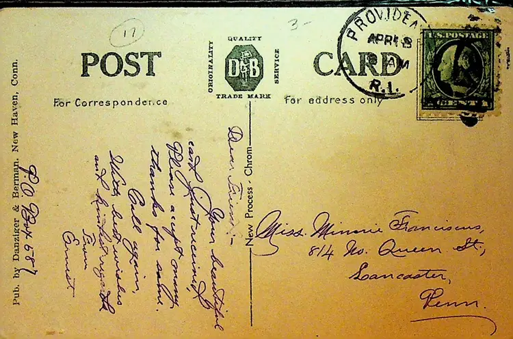 Exchange Place From Post Office Providence RI Postcard