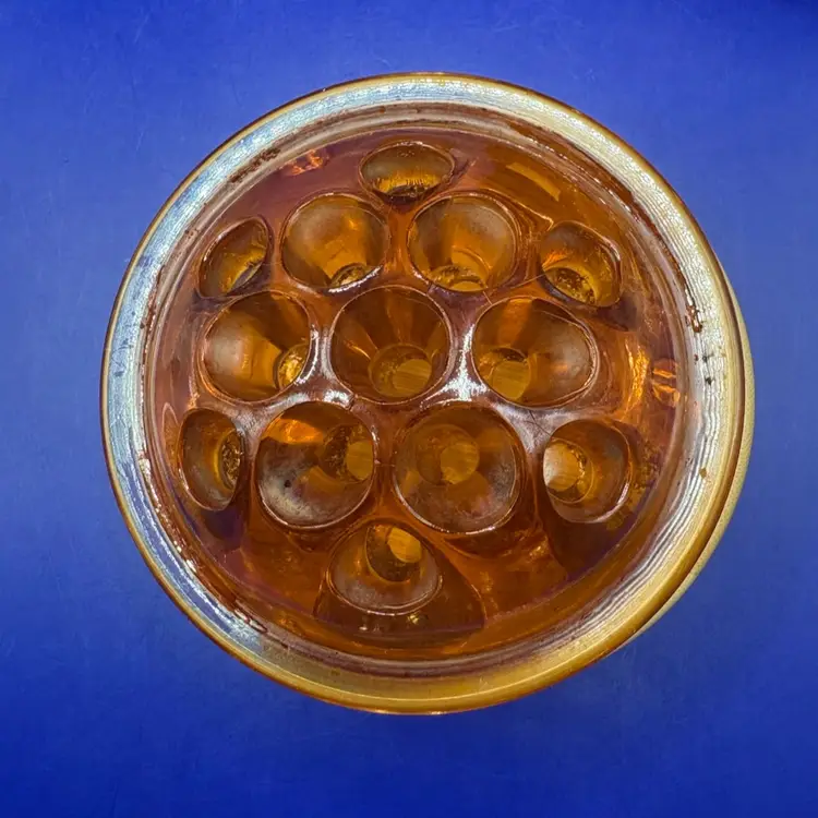 Cambridge Thirteen 13 Hole Amber Glass Flower Frog