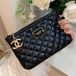Chanel Makeup Black quilted cosmetic pouch