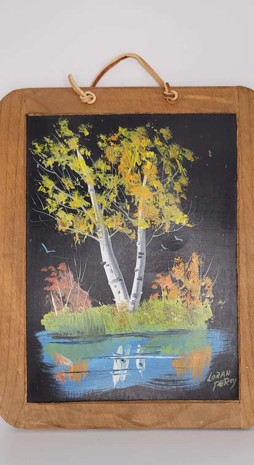 Oil Painting on Chalkboard Made in Portugal Hanging Artist Signed 9"x 7"