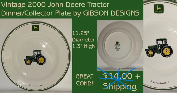 Vintage 2000 John Deere Tractor Dinner/Collector Plate