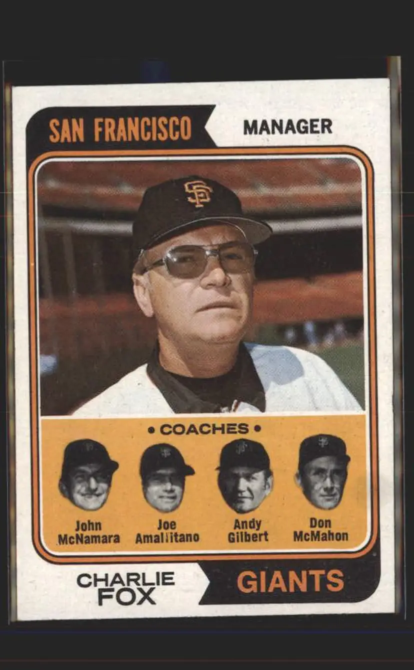 1974 Topps #78 Charlie Fox / McNamara / Amalfitano / Gilbert / McMahon - ( pk5 ) - San Francisco Giants