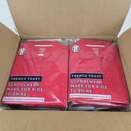 Large Girl's Uniform Polo Shirt Lot 12 Shirts Per Box Bagged with Hangars