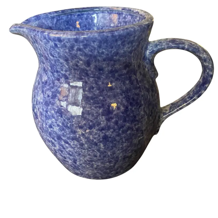Vintage Knobler Blue Spongeware Stoneware Pitcher