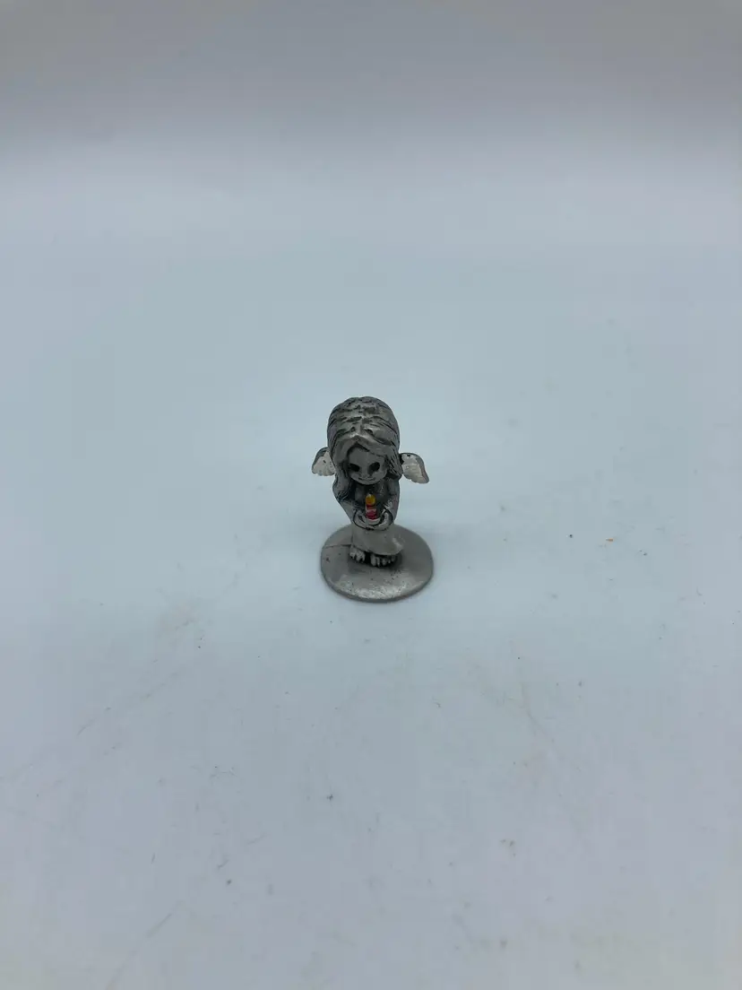 VTG Charisma Miniature Pewter Girl Angel Holding Candle Figurine