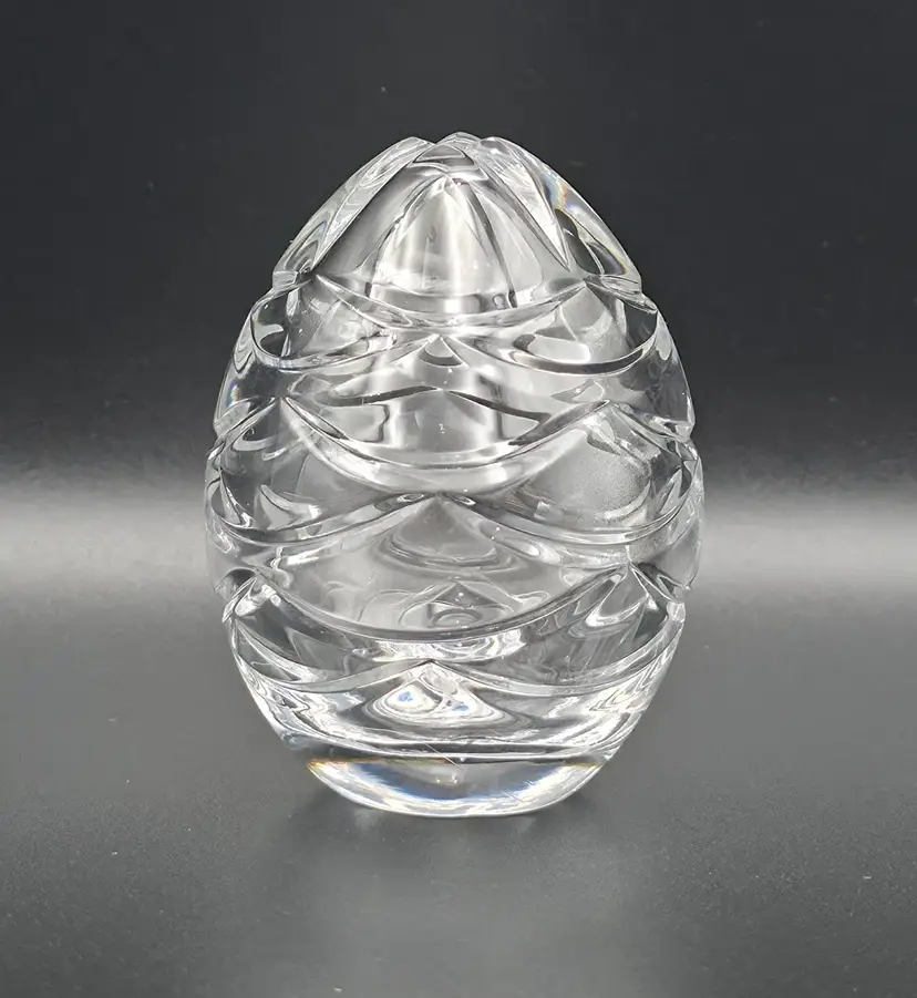 Fabergé Clear Crystal Hollow Egg Paperweight Signed