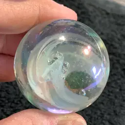 Clear w/White Swirl Glass Marble 1 1/2"