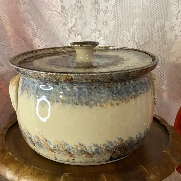Signed, Large Morgan Pottery Steamer With Lid, 9x6