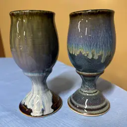 Bill Campbell pottery wine goblets set of two